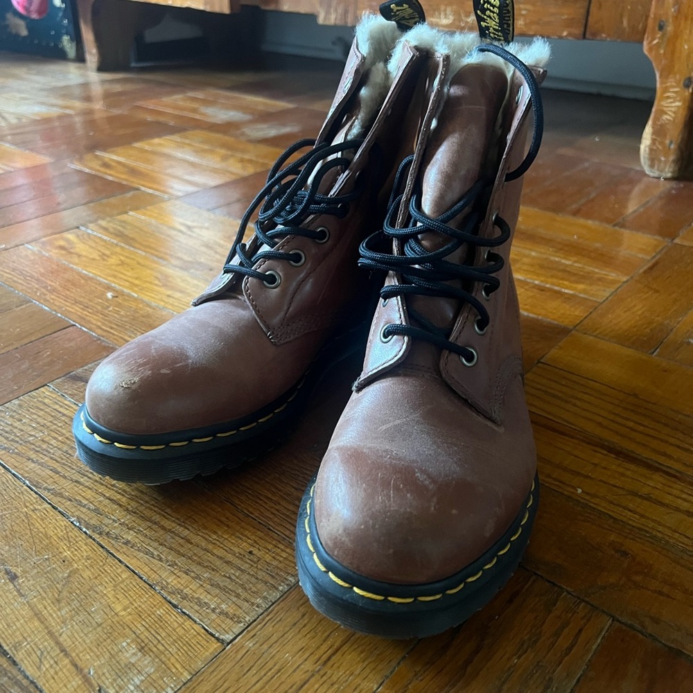 Doc Martin Brown Leather Lace-Up Boots - Picture 2 of 4